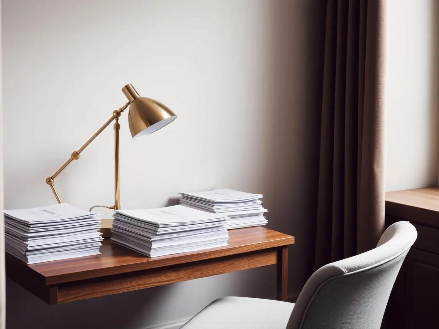Arbeitsplatz mit Messinglampe